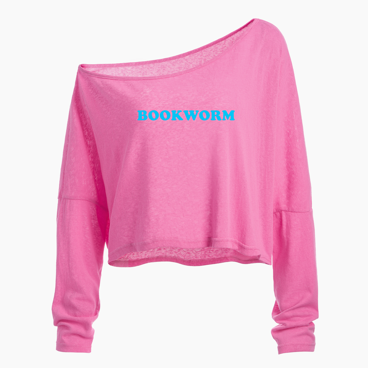 Bookworm Off Shoulder Long Sleeve Crop Top