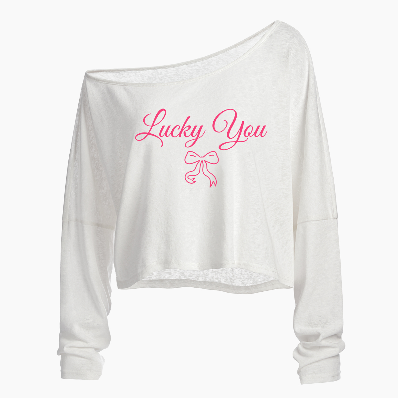 Lucky You Off Shoulder Long Sleeve Crop Top