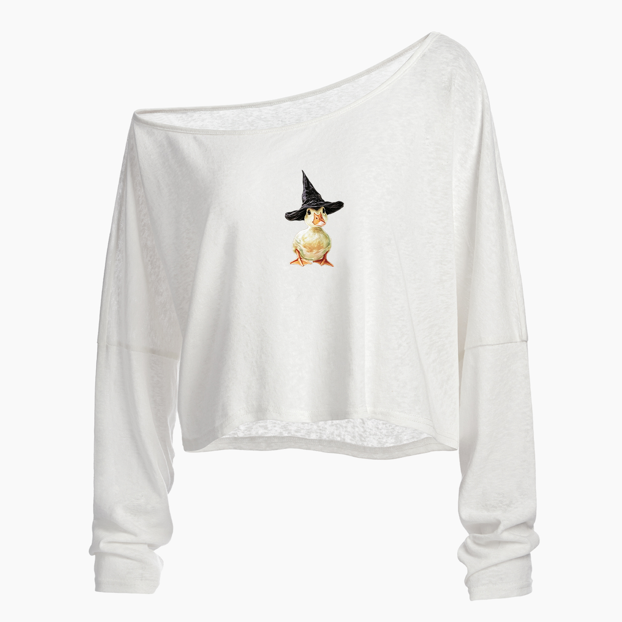 Duckling Halloween Off Shoulder Long Sleeve Crop Top