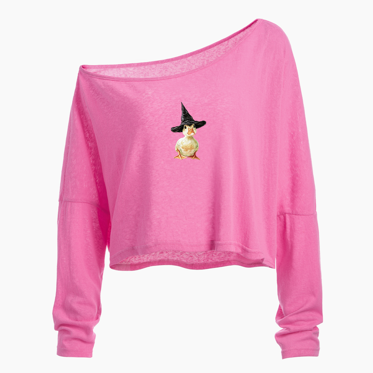 Duckling Halloween Off Shoulder Long Sleeve Crop Top