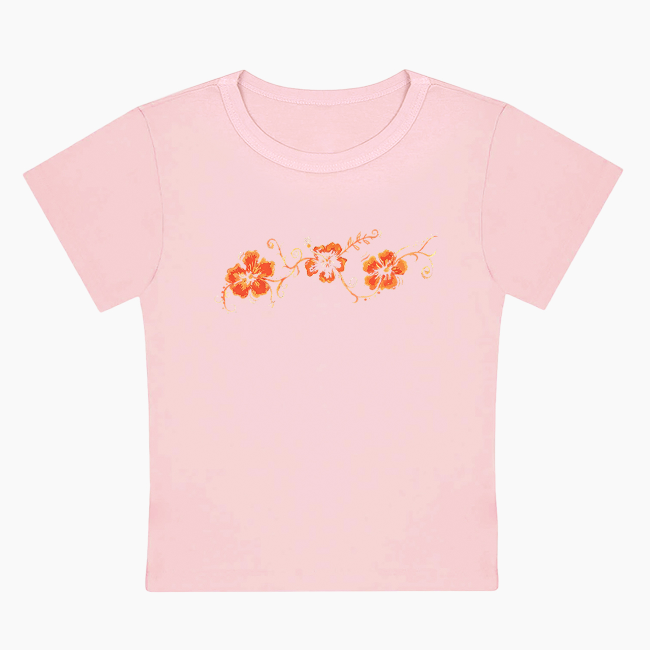 Orange Flower Baby Tee