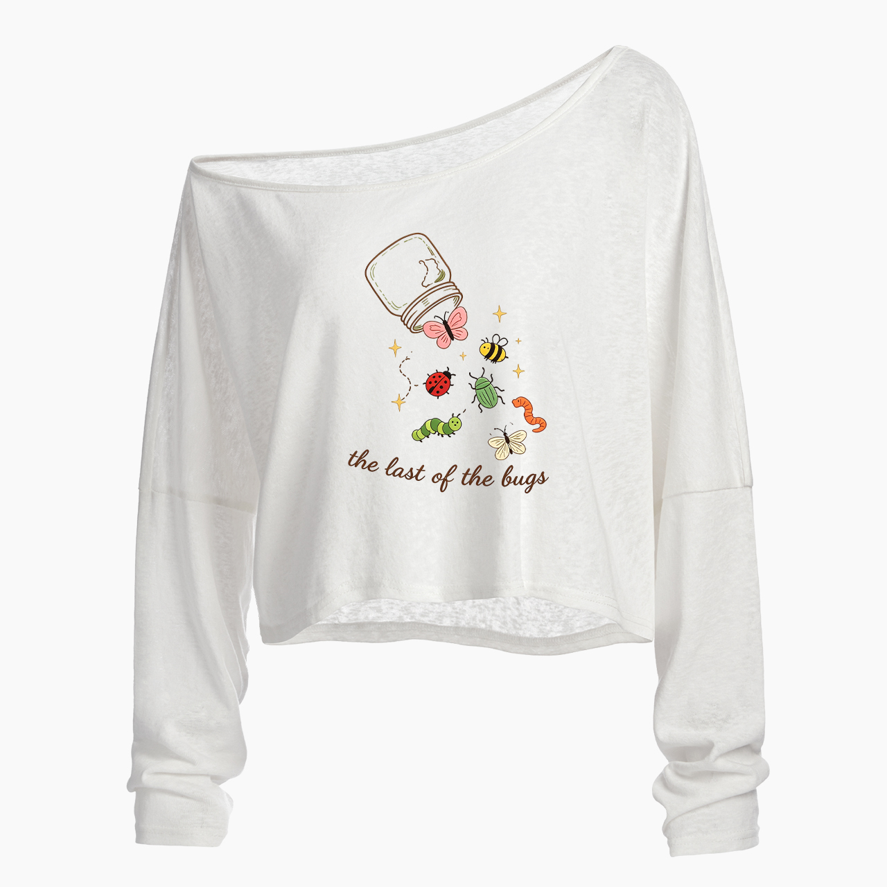 The Last of the Bugs Off Shoulder Long Sleeve Crop Top