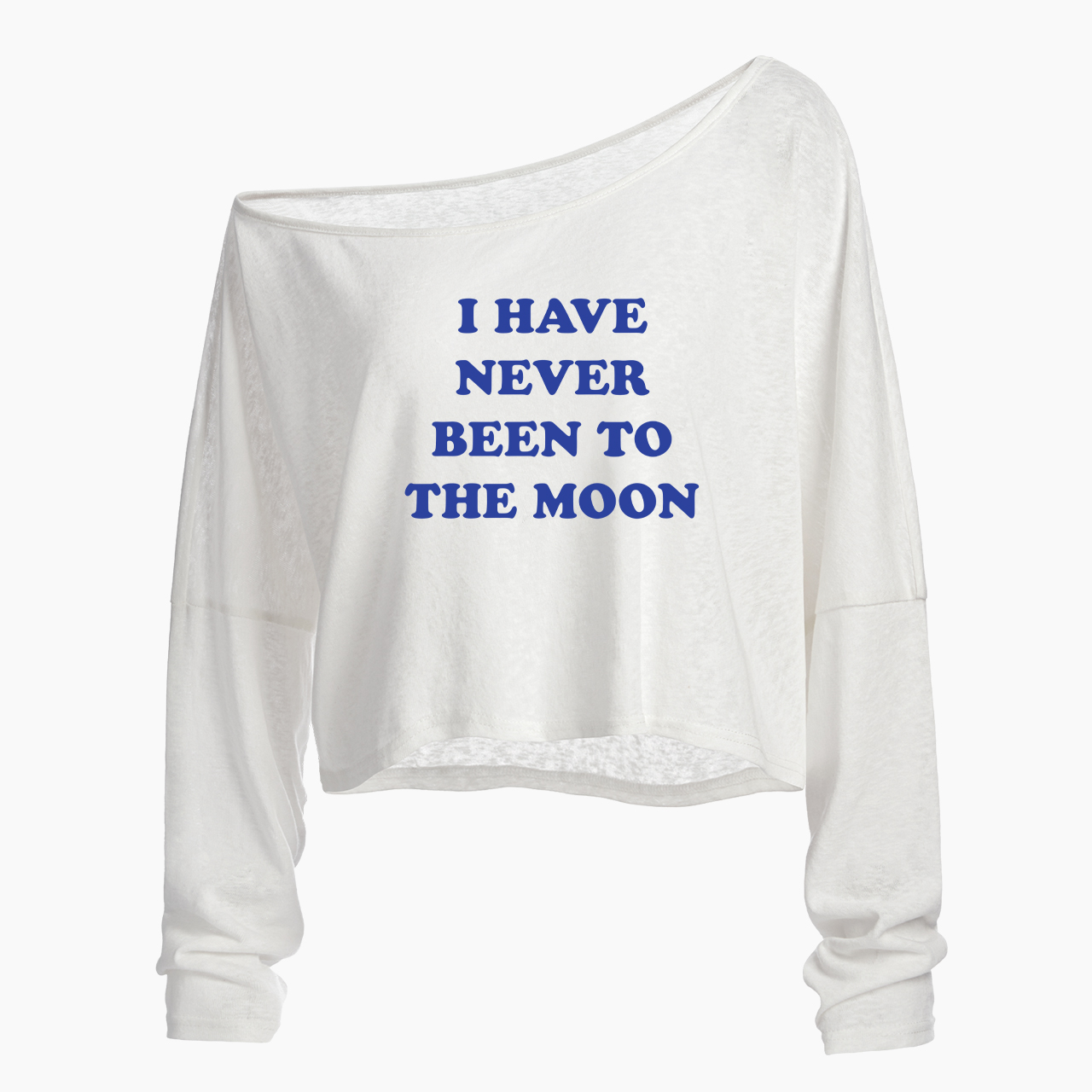 I Have Never Been To The Moon Off Shoulder Long Sleeve Crop Top