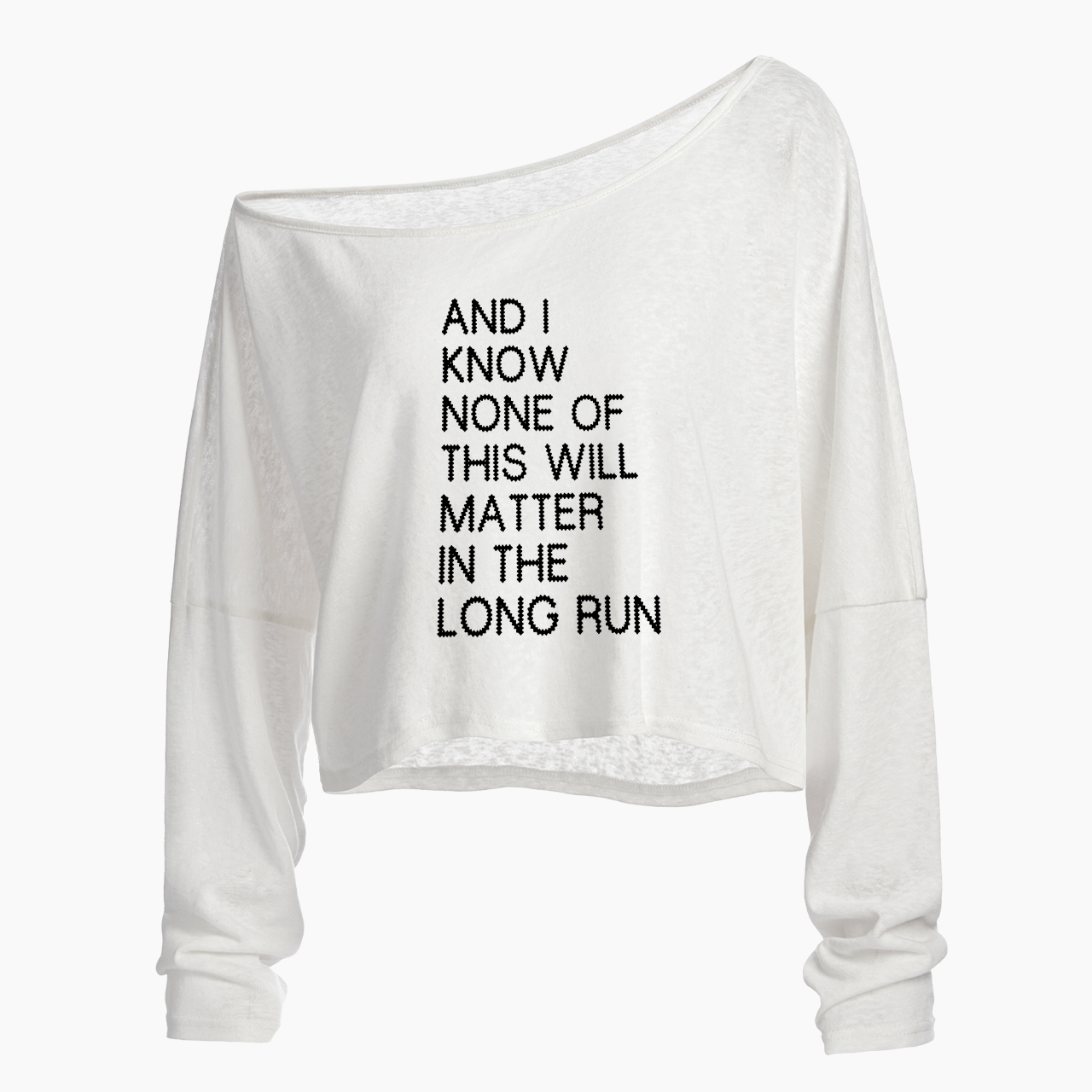 I want Love me Lyrics Off Shoulder Long Sleeve Crop Top