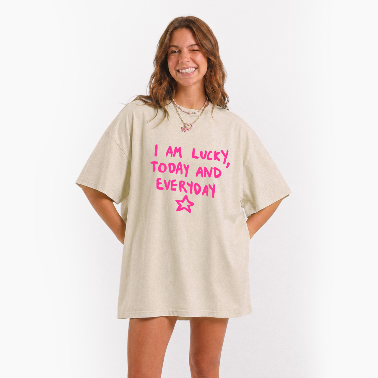 I Am Lucky Today And Everyday Washed Tees