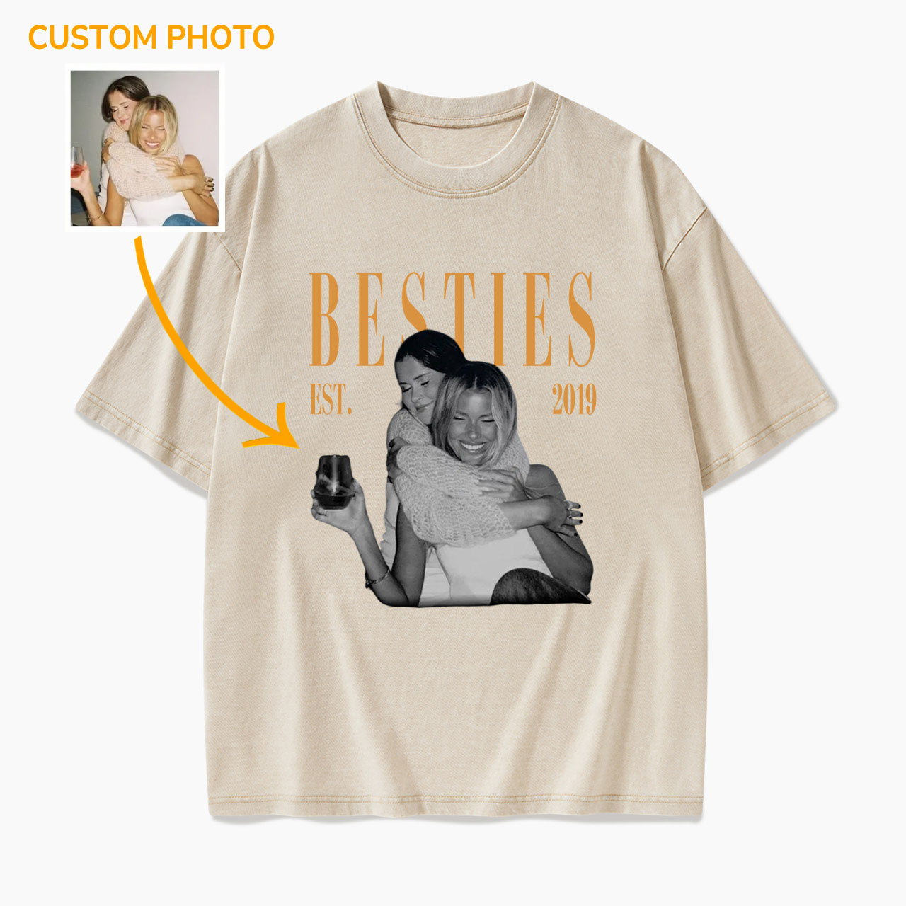 Personalized Bestie Washed Tees