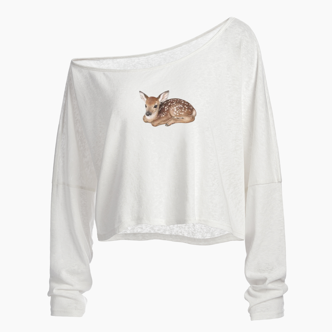 Baby Deer Off Shoulder Long Sleeve Crop Top