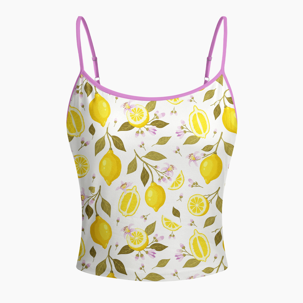 Lemons And Flowers Spaghetti Strap Top