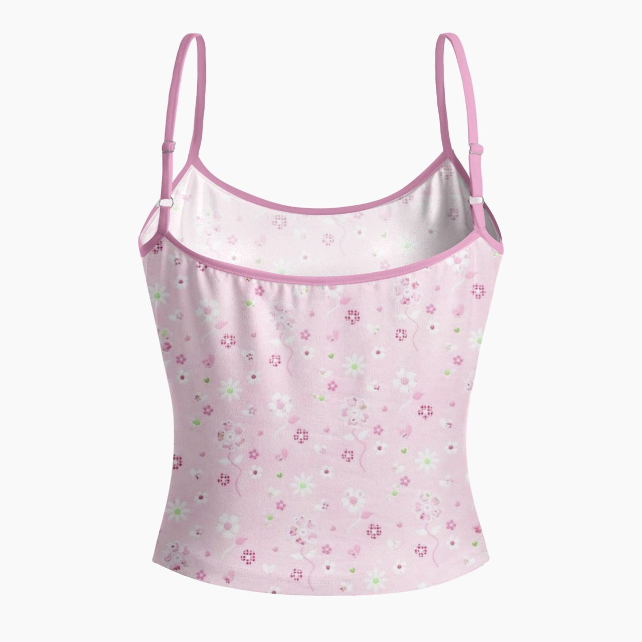 Pink Ditsy Floral Spaghetti Strap Top