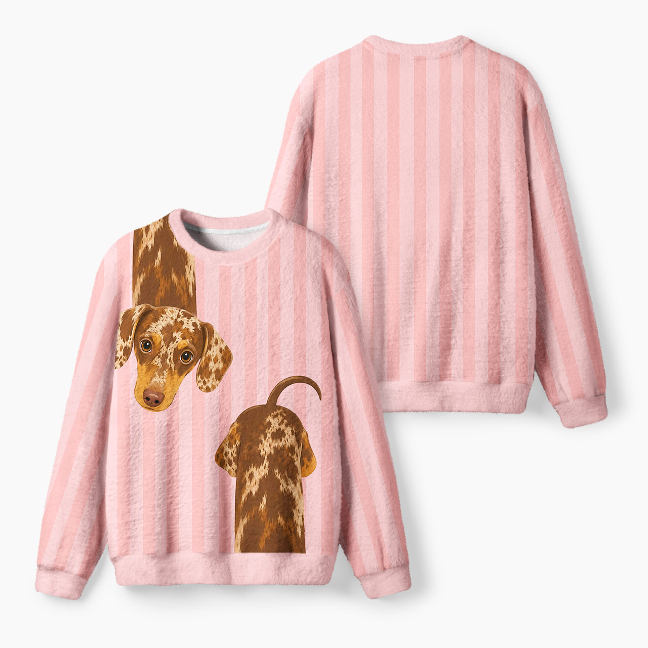 Long Dachshund Pink Striped Mohair Sweatshirts