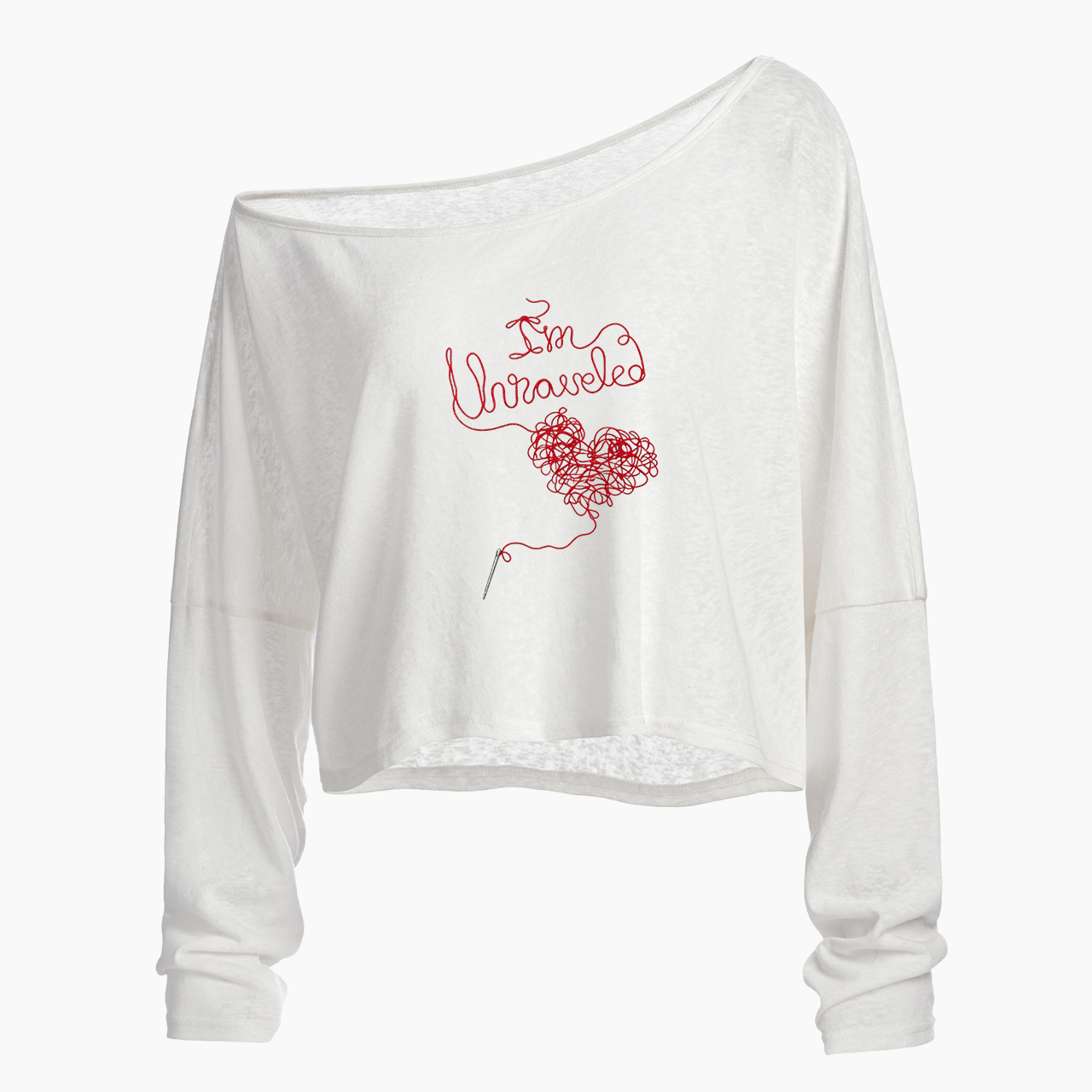 I'm Unraveled Off Shoulder Long Sleeve Crop Top
