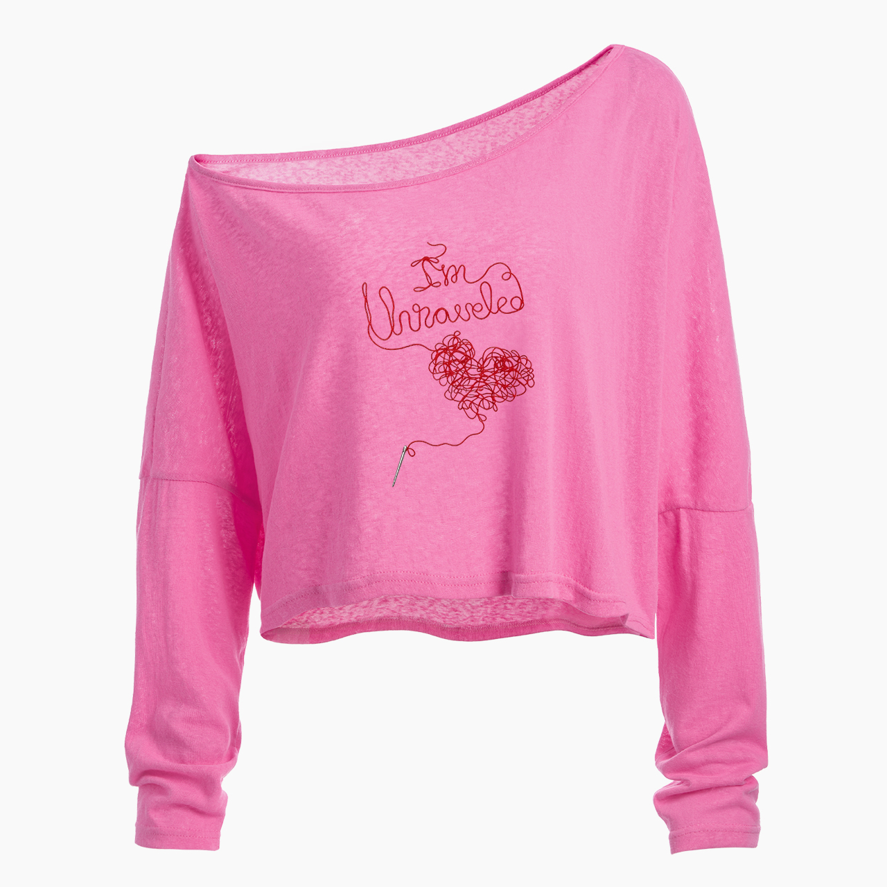 I'm Unraveled Off Shoulder Long Sleeve Crop Top