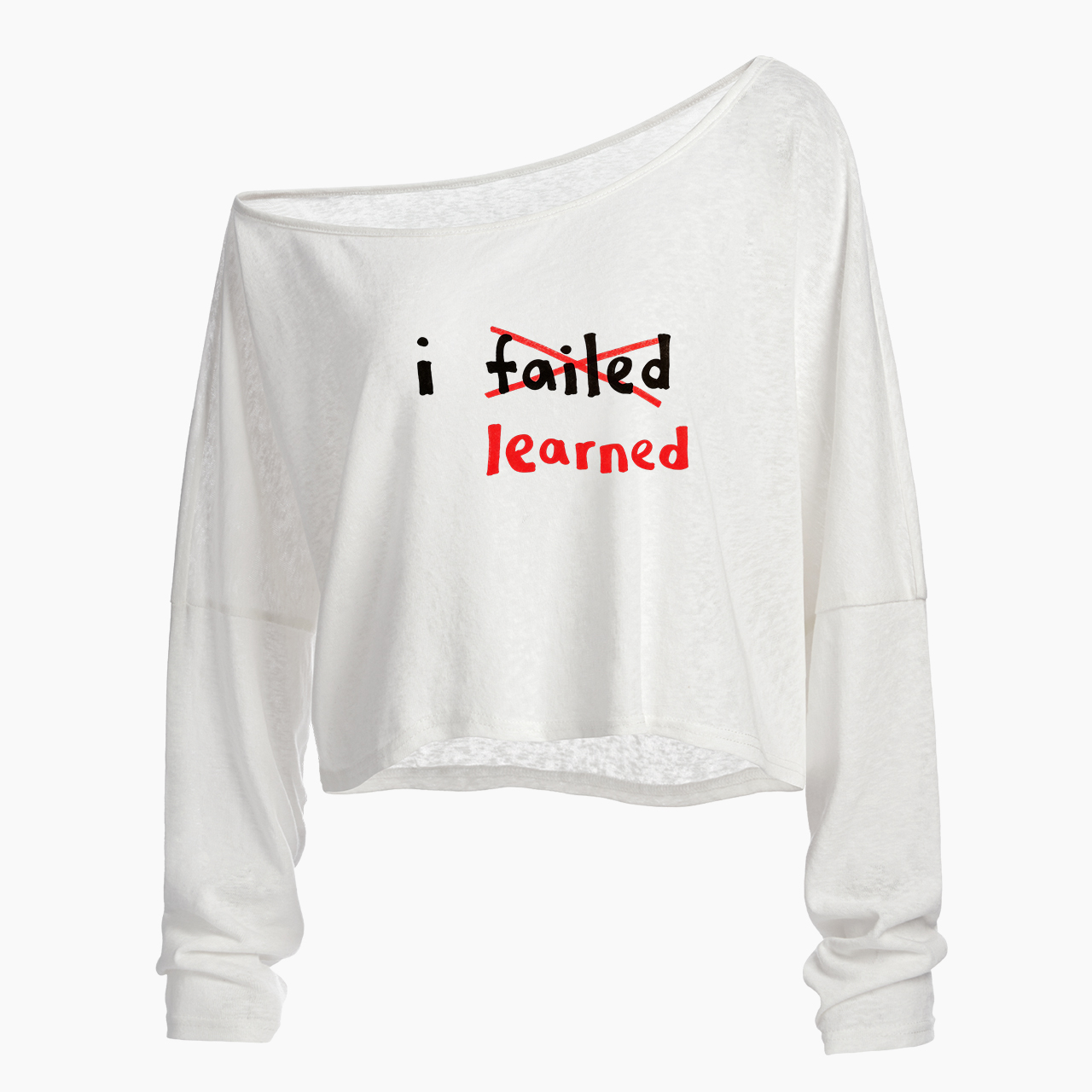 Fail to Learn Off Shoulder Long Sleeve Crop Top