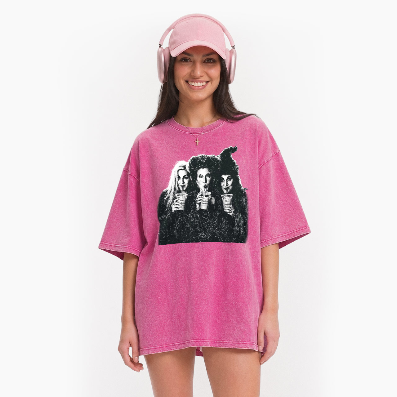 Iced Coffee Horror Movie Halloween Washed Tees