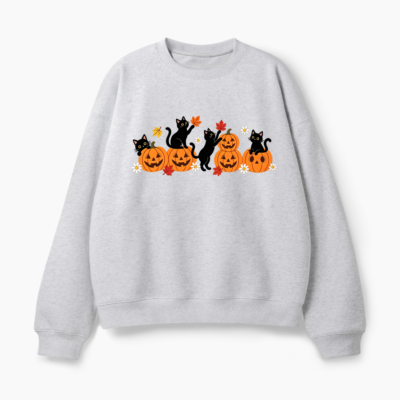 Pumpkin Black Cat Halloween Classic Sweatshirt