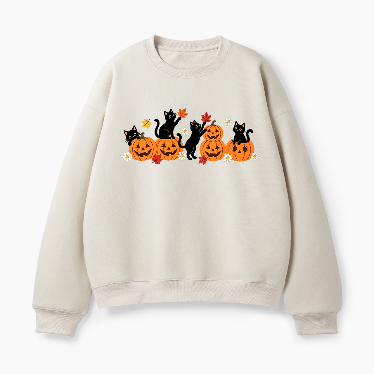 Pumpkin Black Cat Halloween Classic Sweatshirt