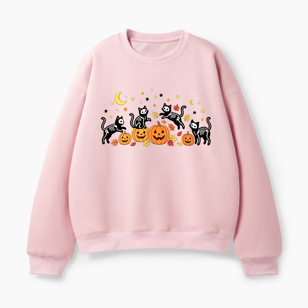 Black Skeleton Cat Halloween Classic Sweatshirt