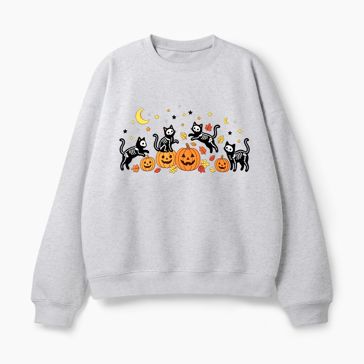 Black Skeleton Cat Halloween Classic Sweatshirt