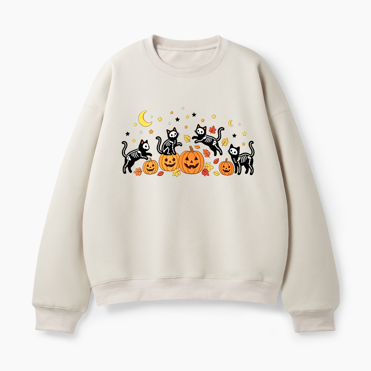 Black Skeleton Cat Halloween Classic Sweatshirt