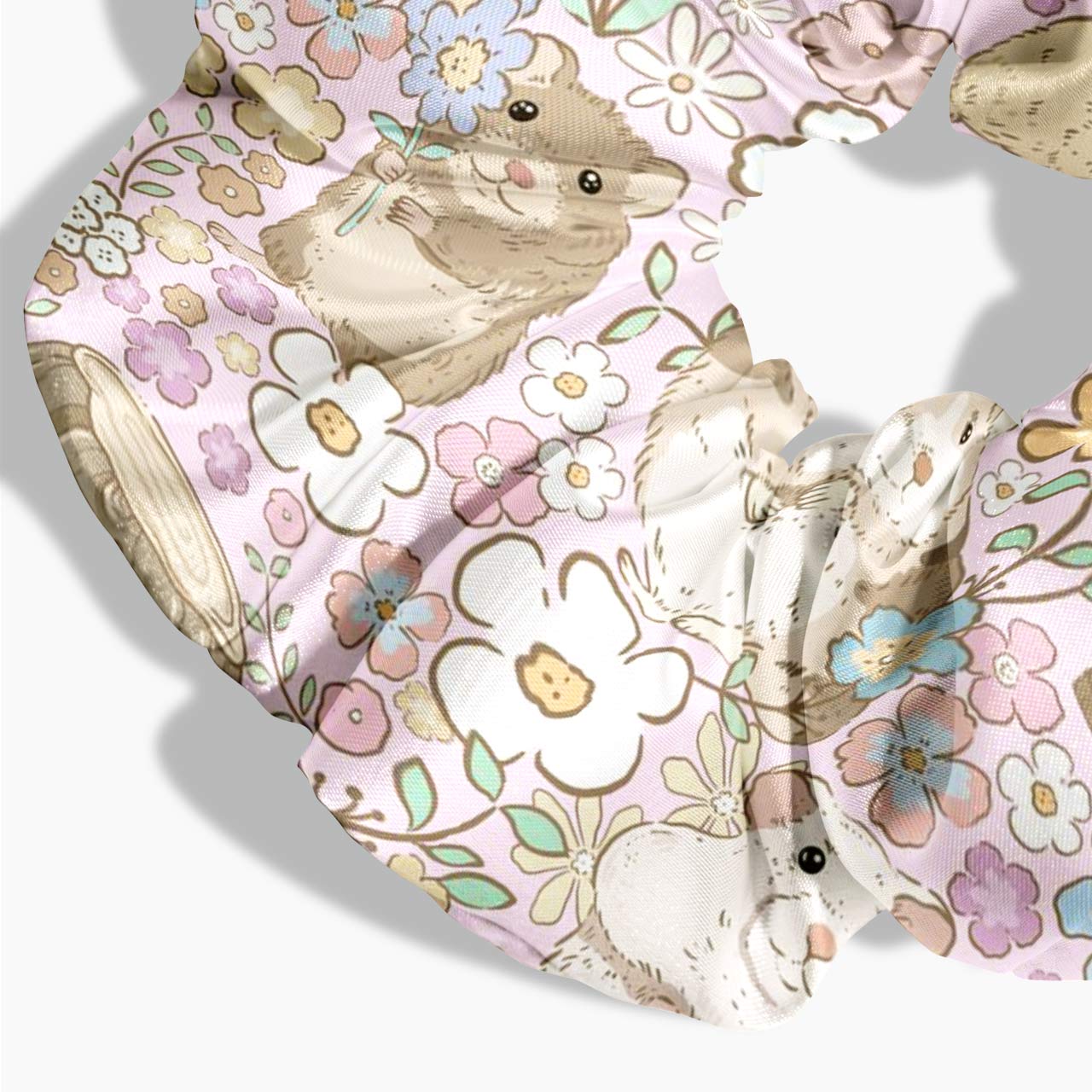 Hamster Floral Garden Pink Hair Scrunchie Jellypine