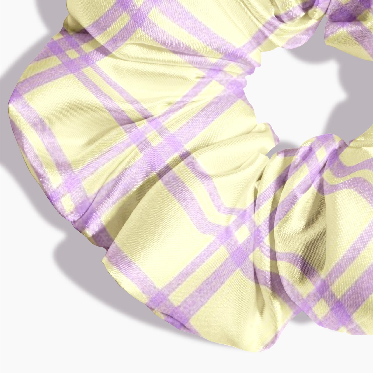 Pastel Yellow Purple Plaid Hair Scrunchie Jellypine