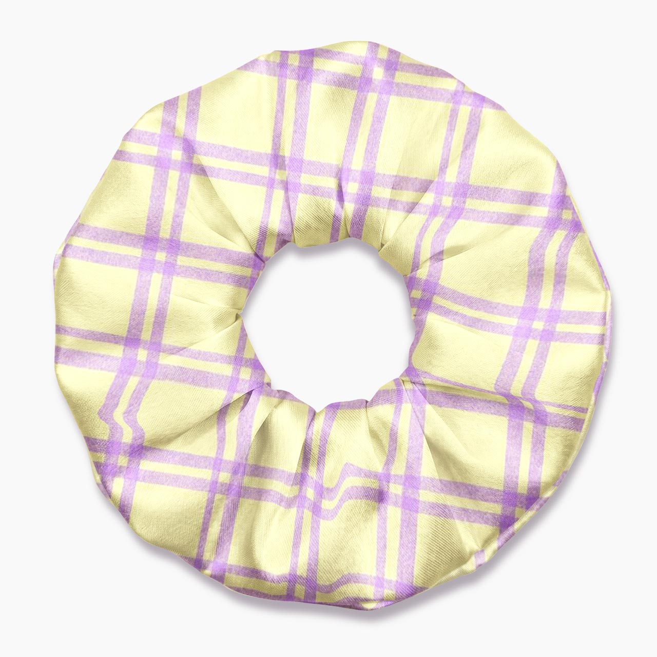 Pastel Yellow Purple Plaid Hair Scrunchie Jellypine