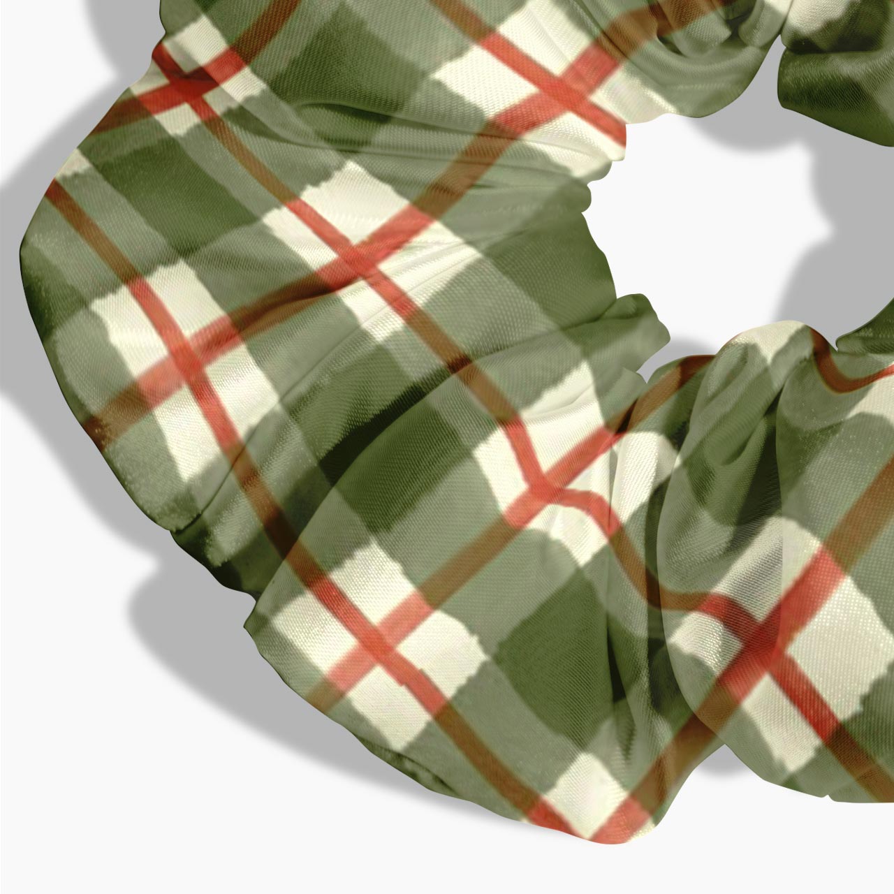 Green Red Tartan Plaid Hair Scrunchie Jellypine