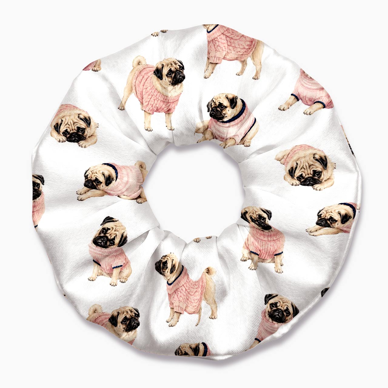 Pugs in Pink Hair Scrunchie Jellypine