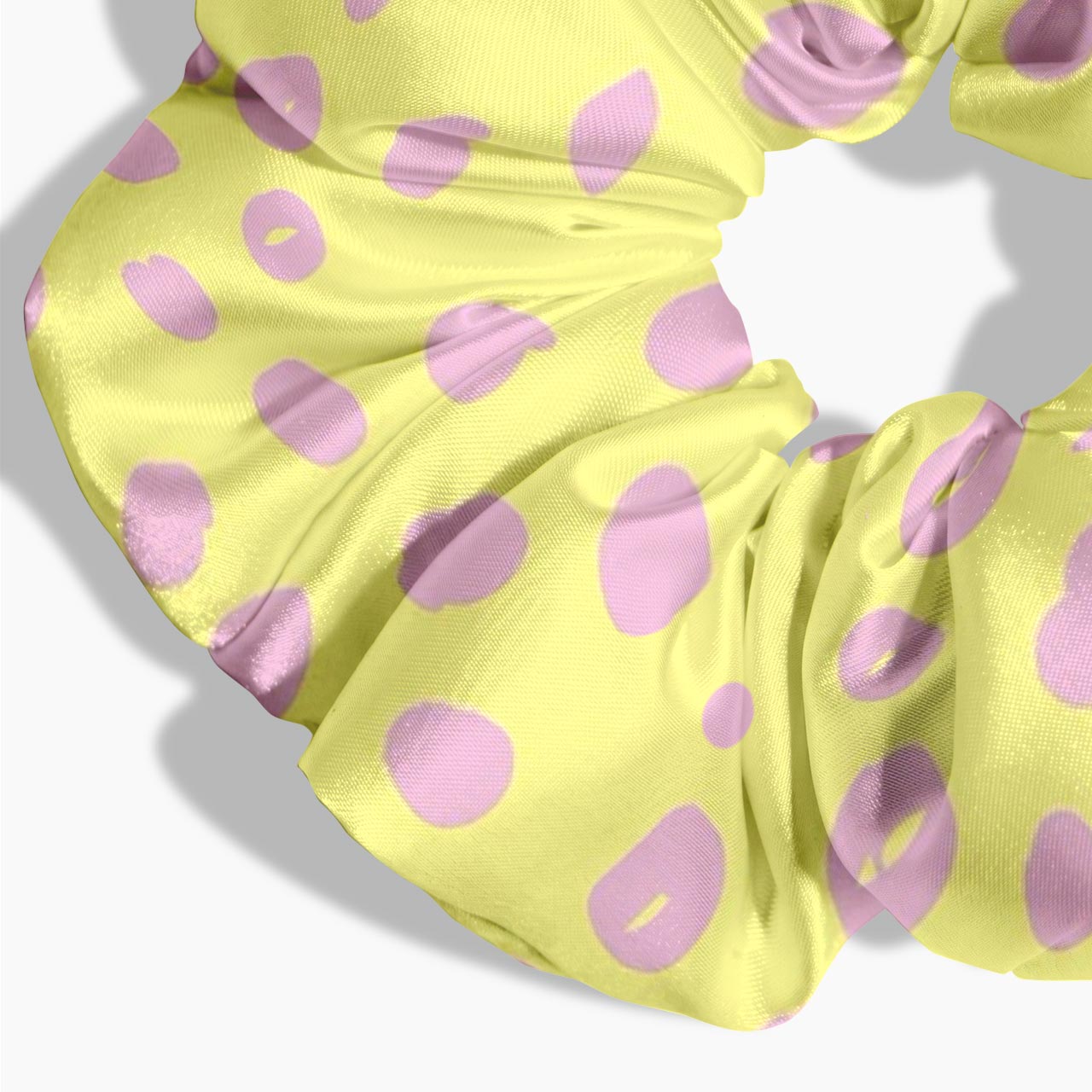 Pastel Yellow Pink Polka Dot Hair Scrunchie Jellypine