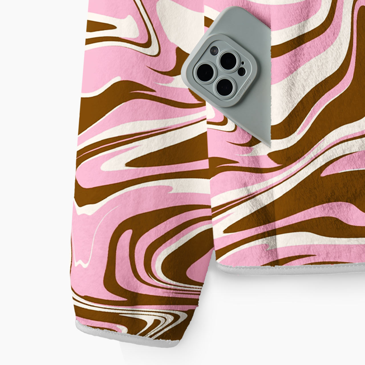 Pink Marble Wave Fleece Full-Zip Cardigan