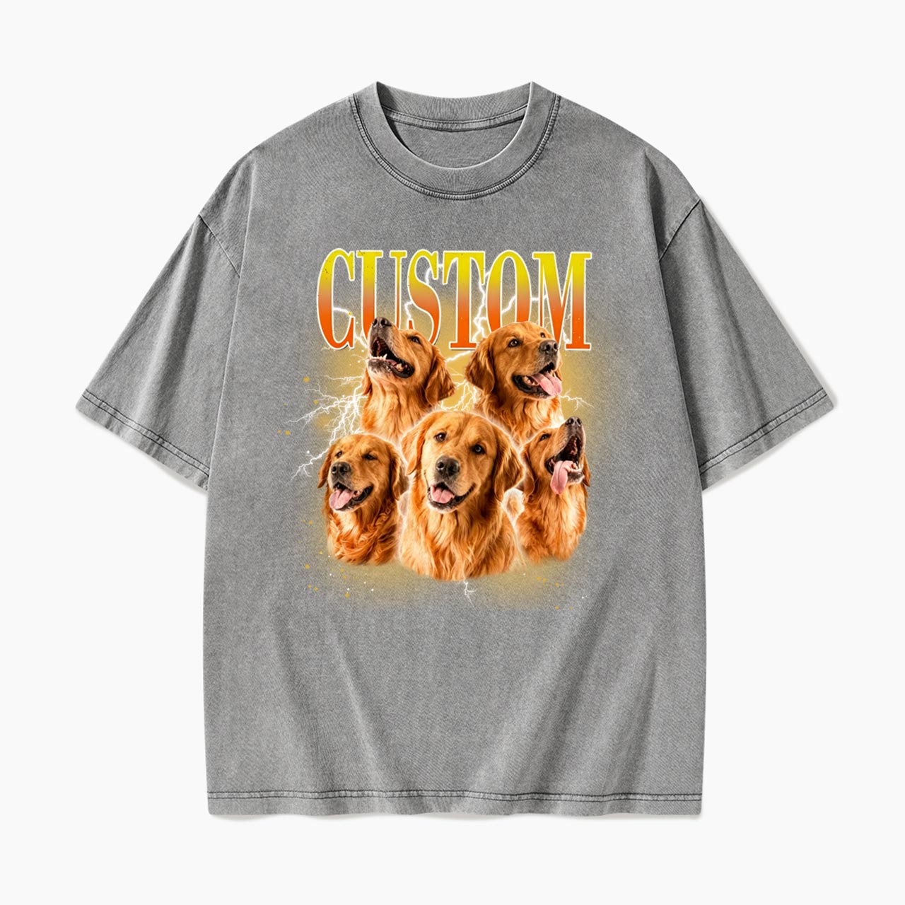 Personalized Vintage Pet Photo Name Washed Tees