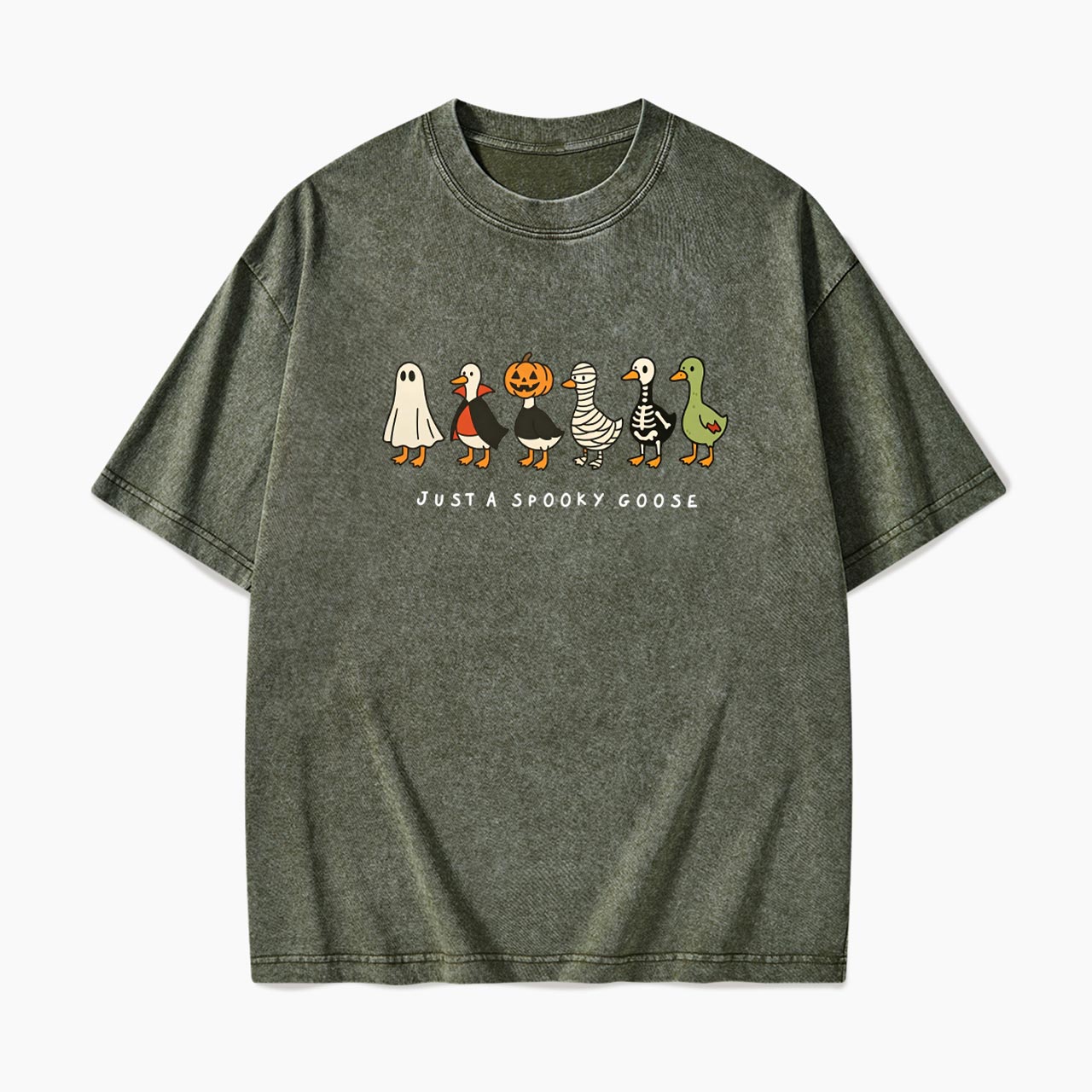 Just a Spooky Goose Halloween Washed Tees