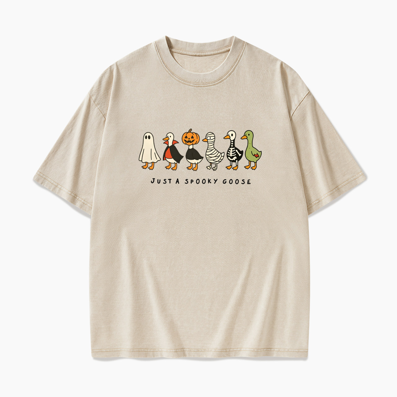 Just a Spooky Goose Halloween Washed Tees