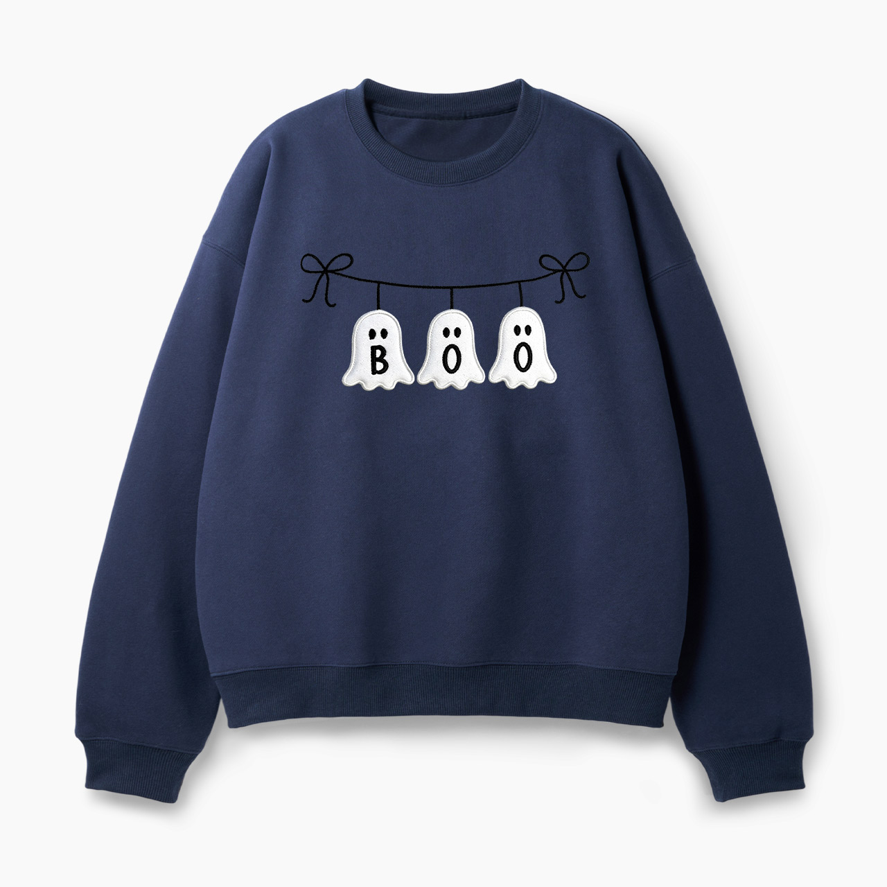 Embroidered Ghost Boo Halloween Classic Sweatshirt