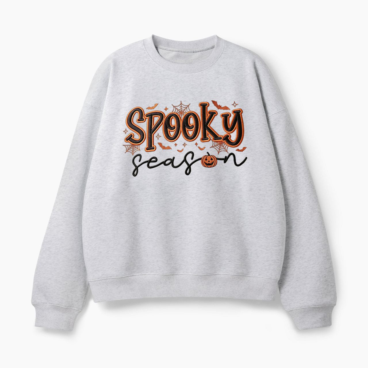 Embroidered Ghost Pumpkin Spooky Season Halloween Classic Sweatshirt