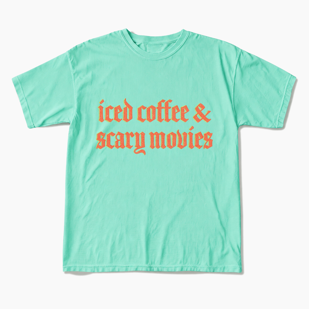 Iced Coffee and Scary Movies Halloween T Shirts