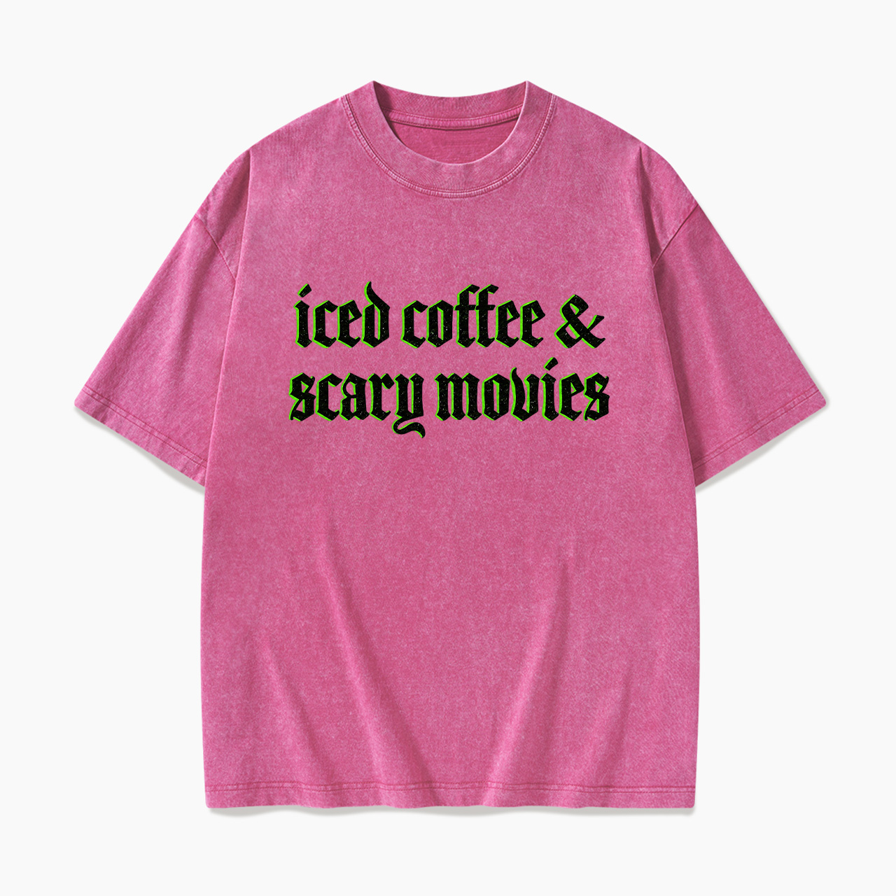 Iced Coffee and Scary Movies Halloween Washed Tees