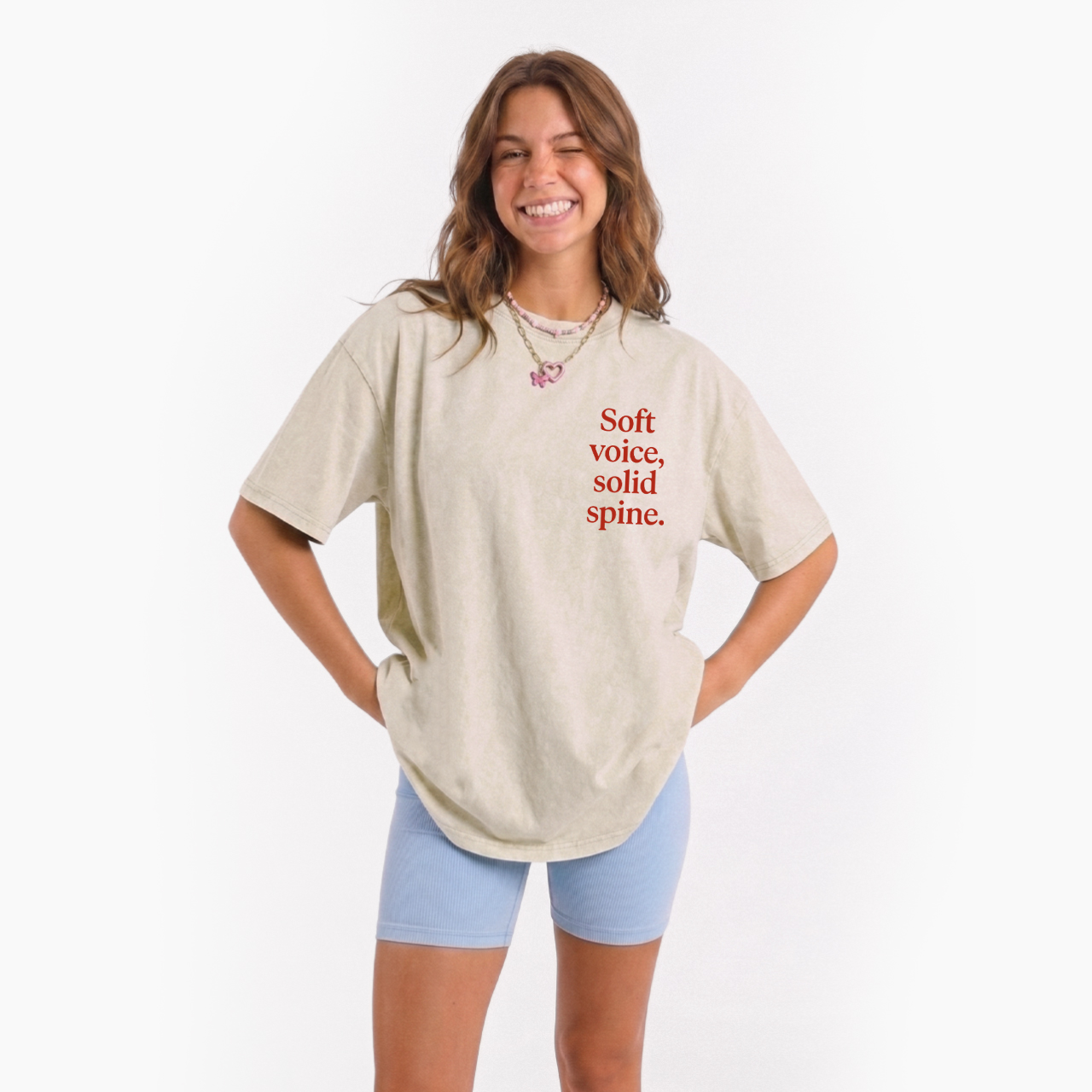 Soft Voice Solid Spine Two Sides Washed Tees