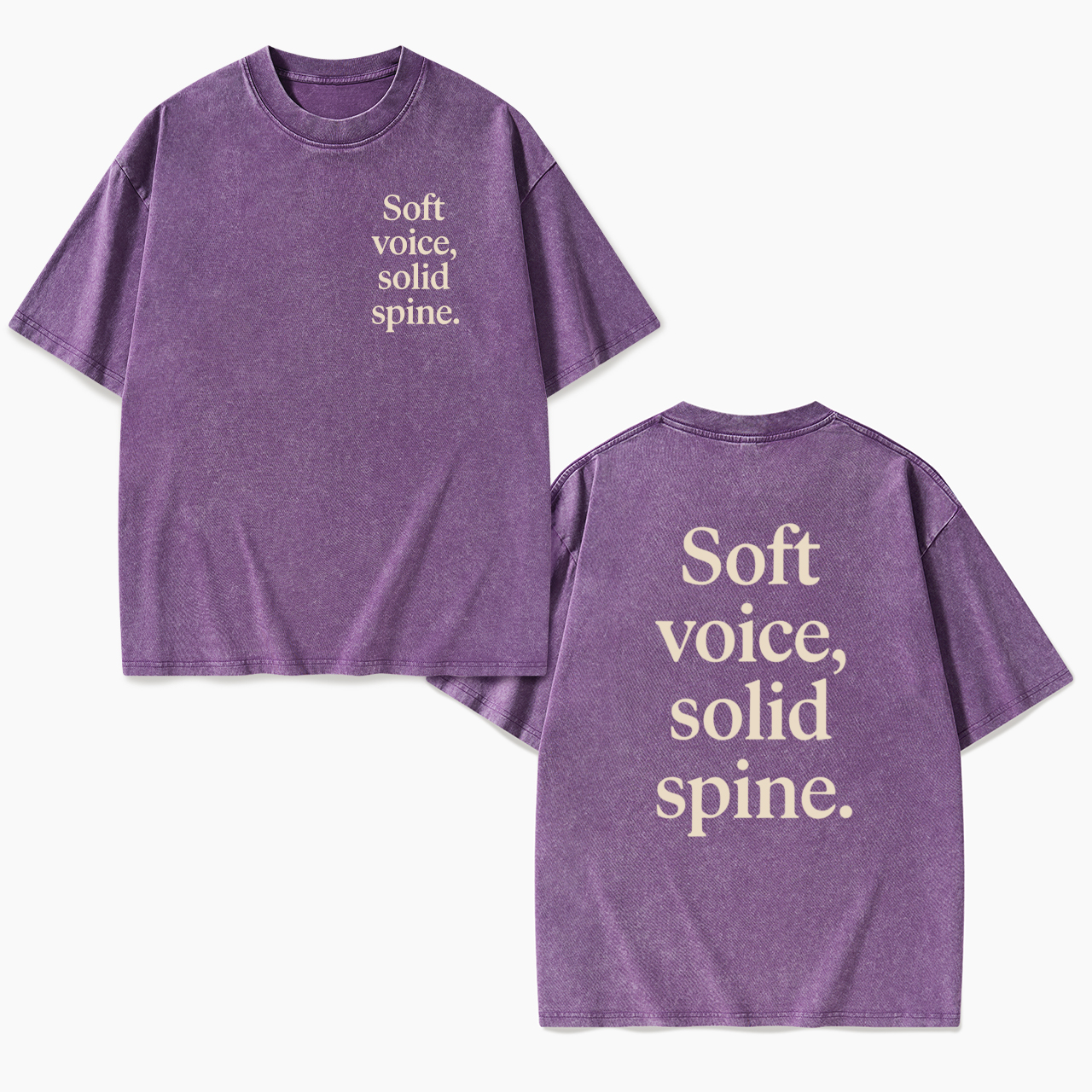 Soft Voice Solid Spine Two Sides Washed Tees