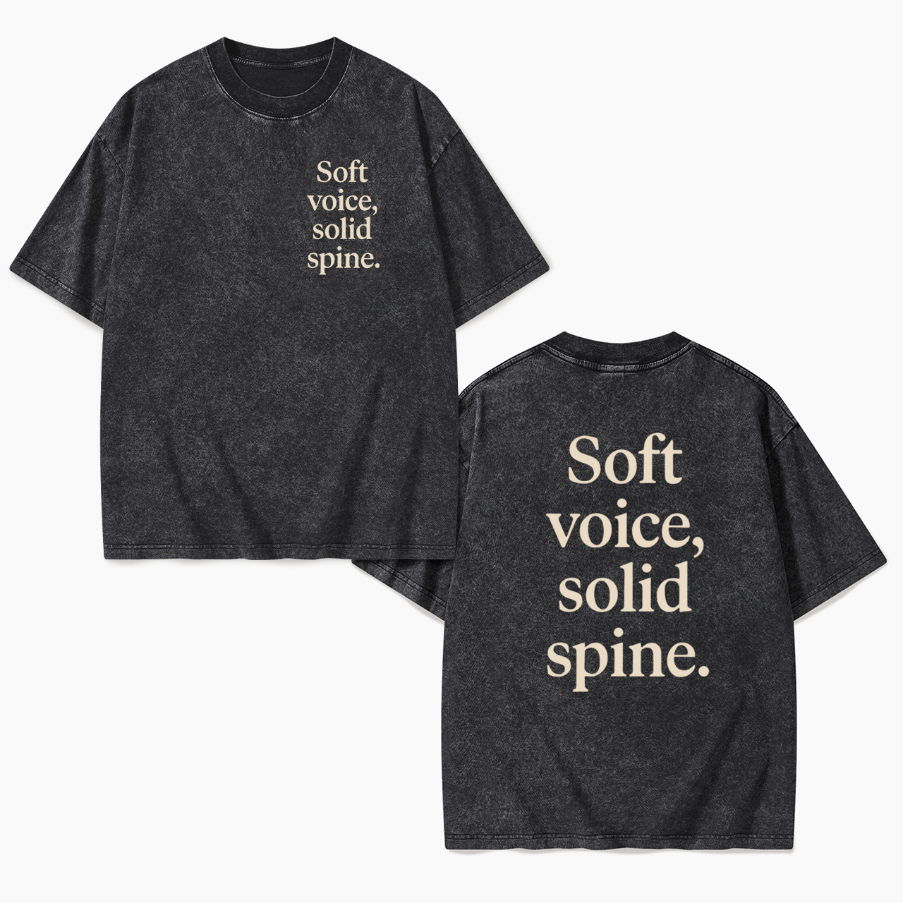 Soft Voice Solid Spine Two Sides Washed Tees