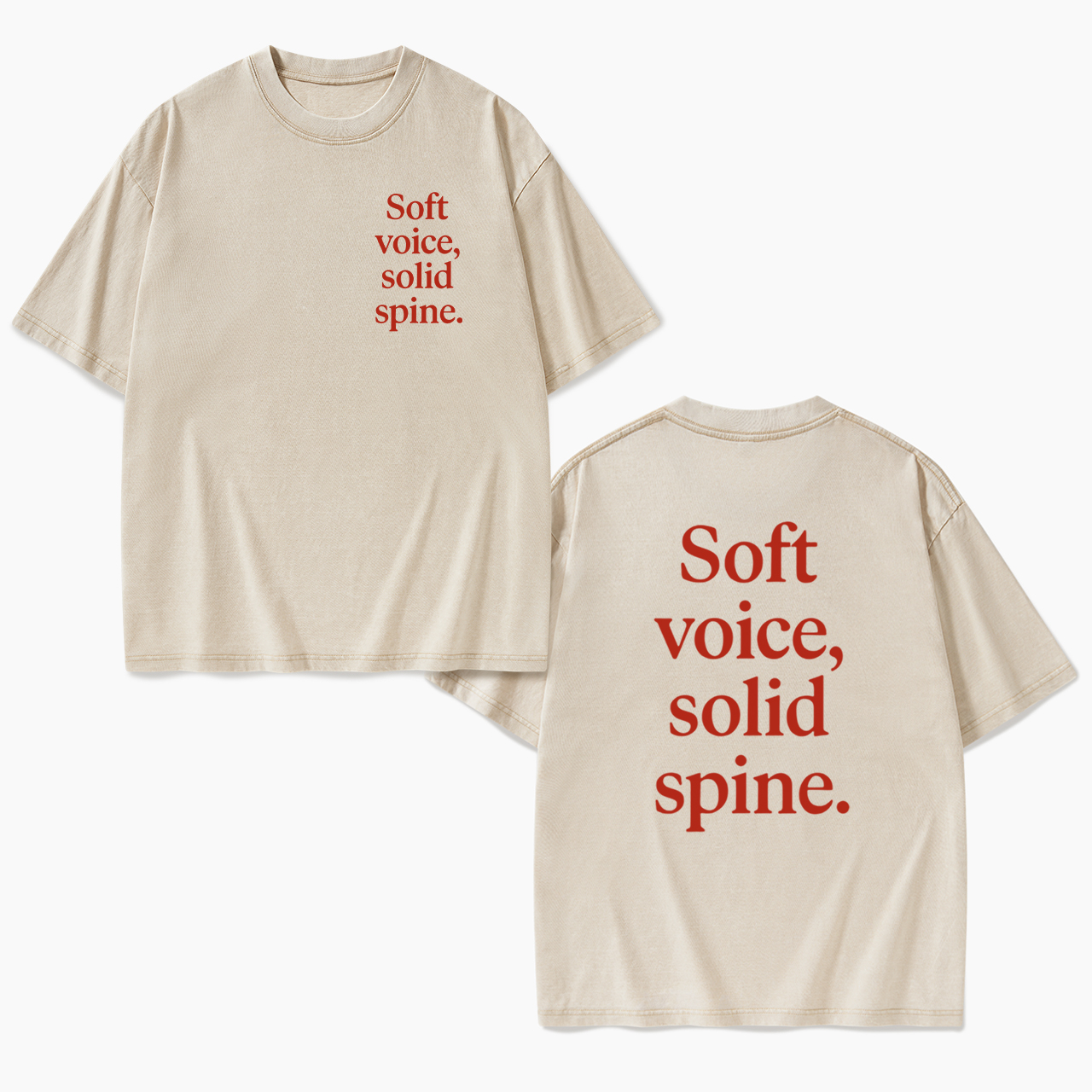Soft Voice Solid Spine Two Sides Washed Tees