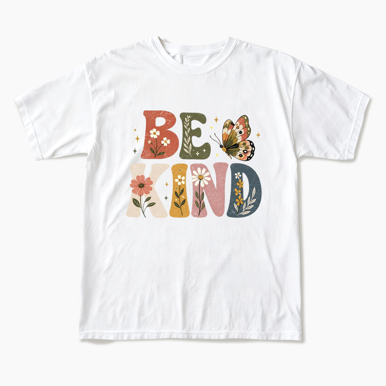 Be Kind Floral Butterfly T Shirts