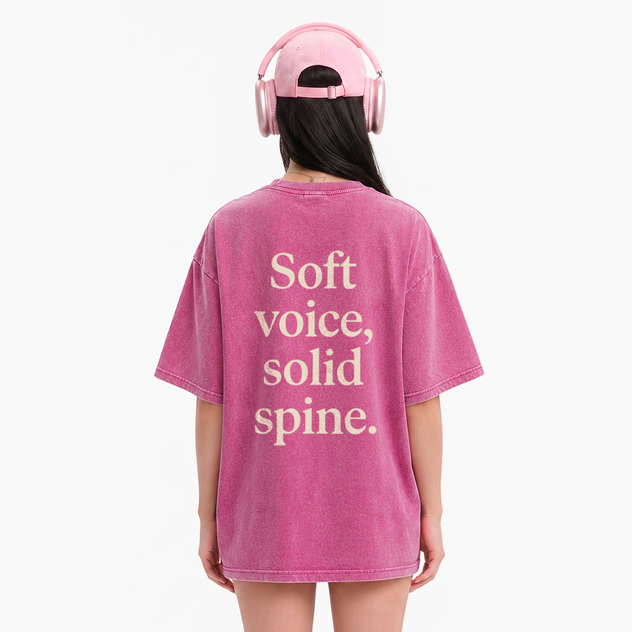 Soft Voice Solid Spine Two Sides Washed Tees