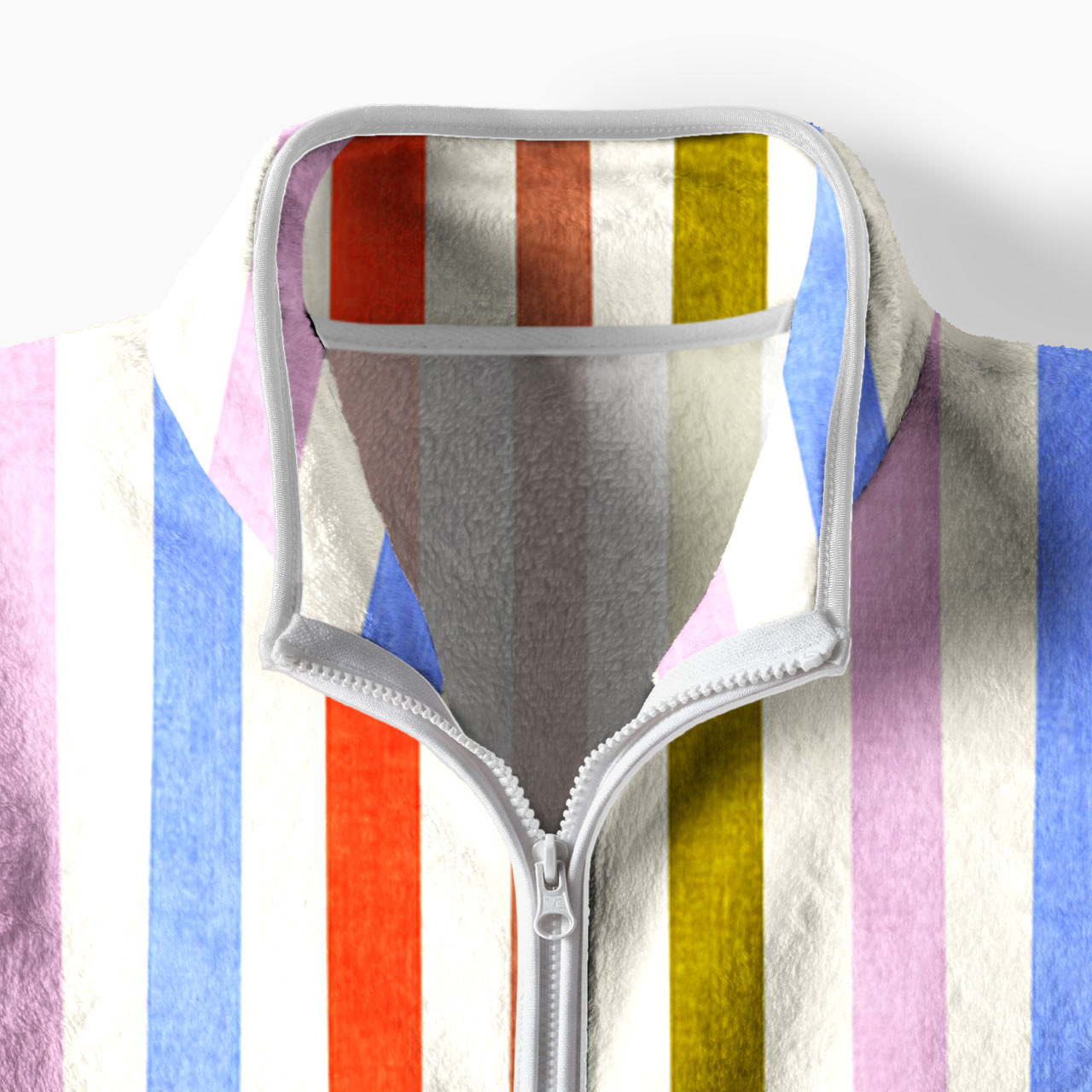 Colorful Retro Stripe Fleece Full-Zip Cardigan