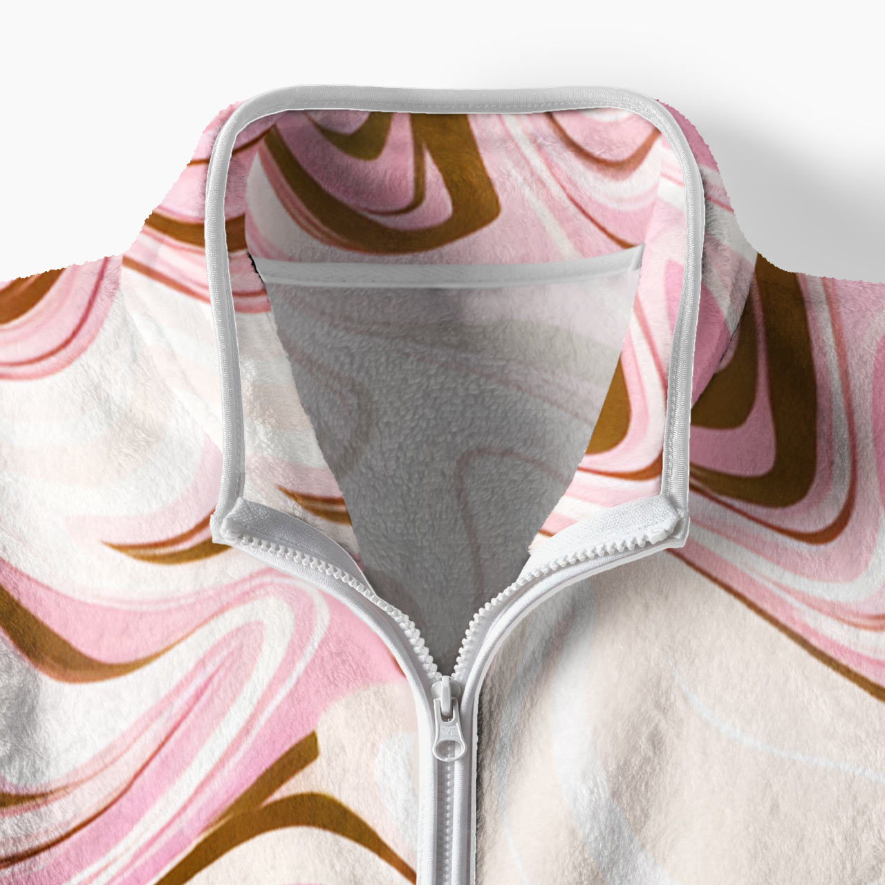 Pink Marble Wave Fleece Full-Zip Cardigan
