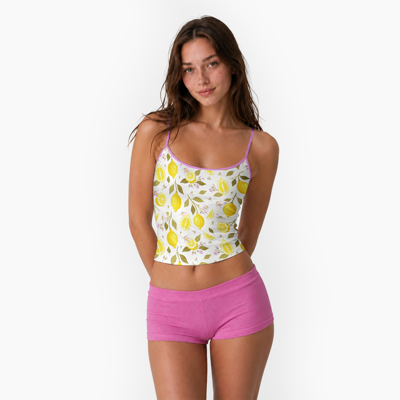Lemons And Flowers Spaghetti Strap Top