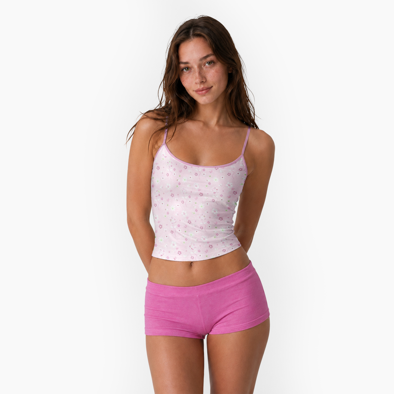 Pink Ditsy Floral Spaghetti Strap Top