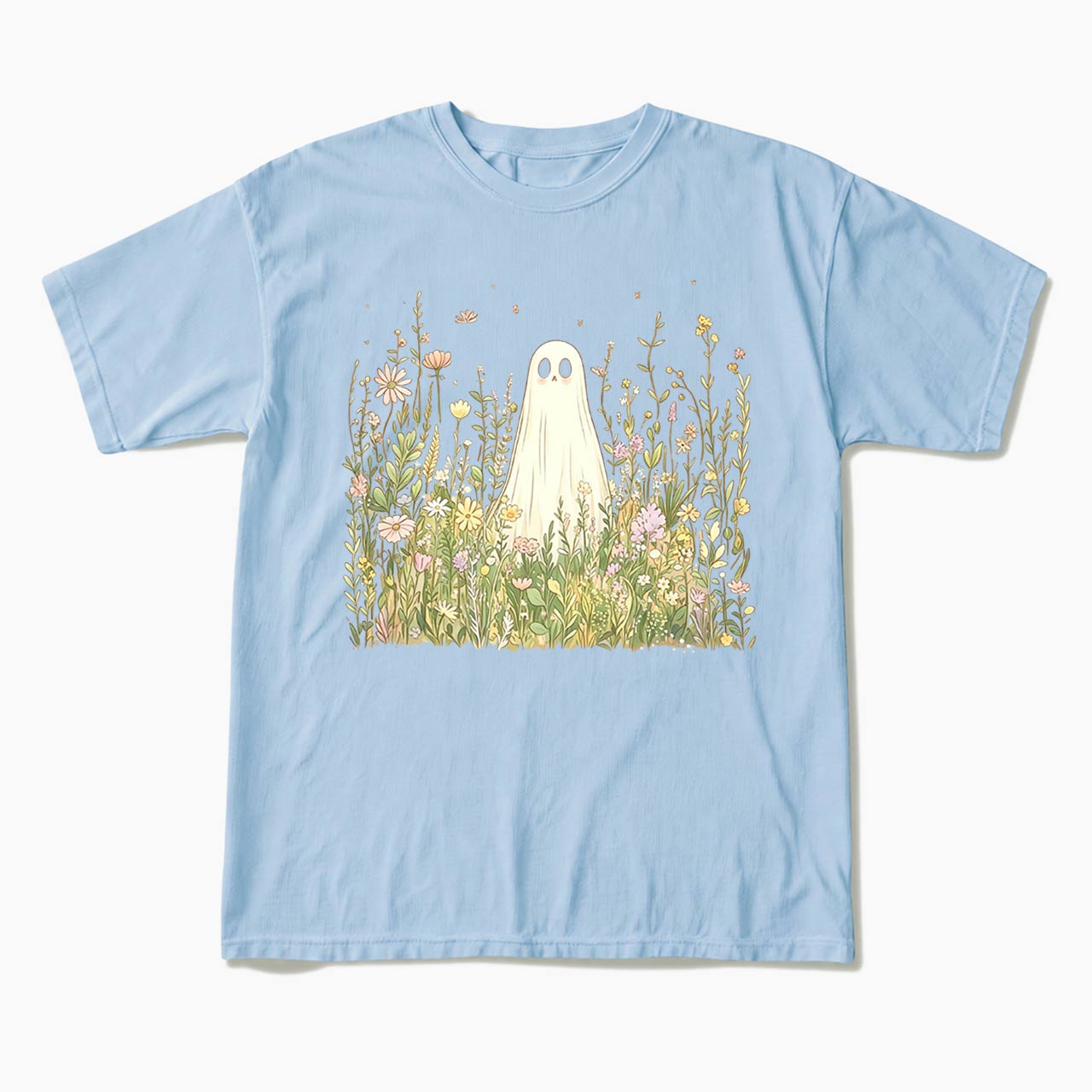 Cute Ghost with Wildflowers T Shirts