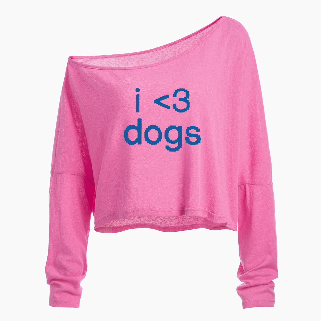 I Love Dogs Dog Lover Off Shoulder Long Sleeve Crop Top
