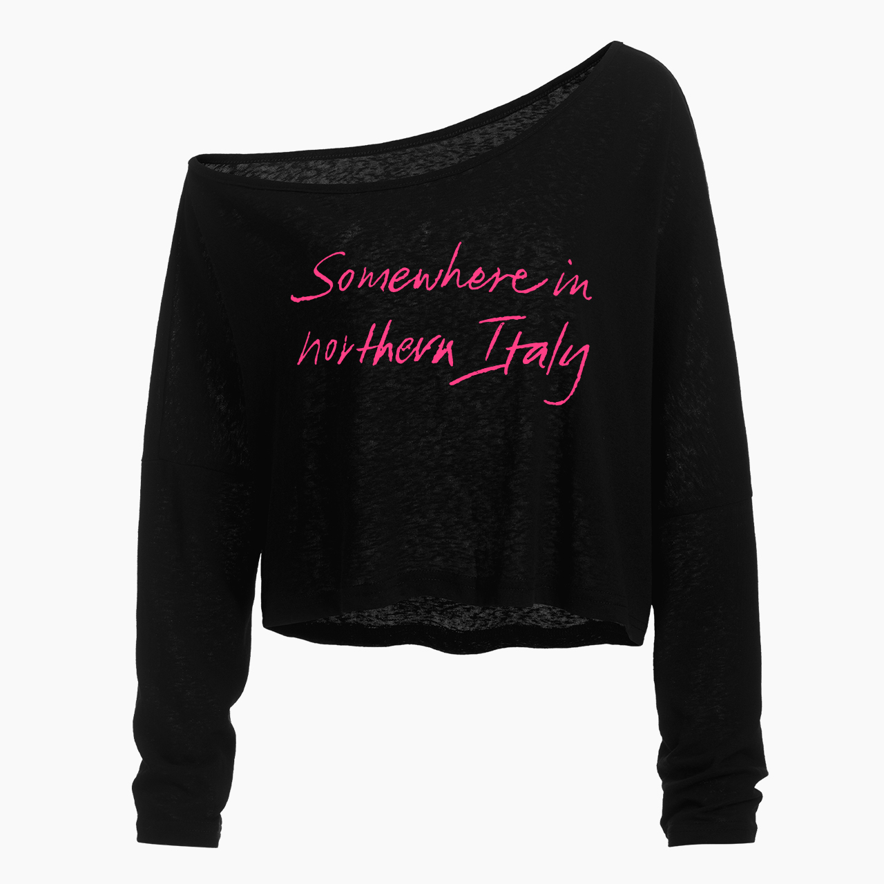 Somewhere In Northern Ital Off Shoulder Long Sleeve Crop Top